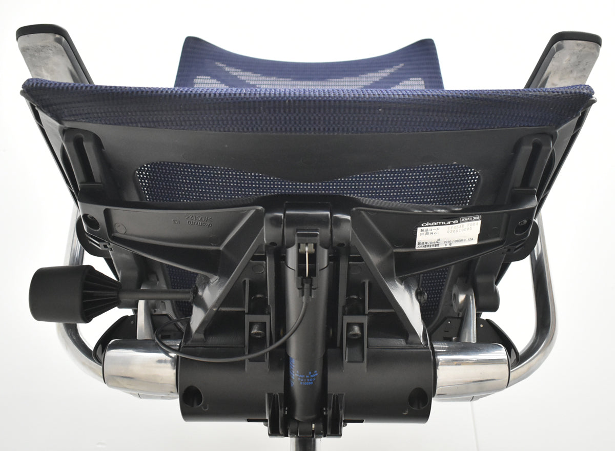 【中古】オカムラ　バロン　肘パッド新品　ハイバック　固定肘　ポリッシュ　ダークブルー　2026021301【中古オフィス家具】