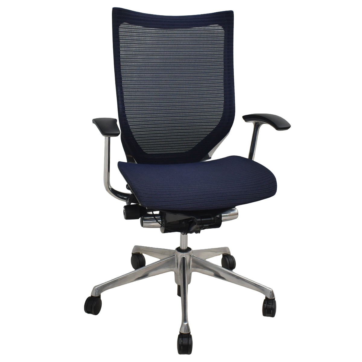 【中古】オカムラ　バロン　肘パッド新品　ハイバック　固定肘　ポリッシュ　ダークブルー　2026021301【中古オフィス家具】