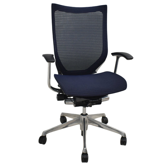 【中古】オカムラ　バロン　肘パッド新品　ハイバック　固定肘　ポリッシュ　ダークブルー　2026021301【中古オフィス家具】