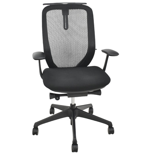 【中古】オカムラ　シルフィ　ハイバック　固定肘　ハンガー　前傾機能　バックカーブアジャスト　ブラック　2026021708【中古オフィス家具】