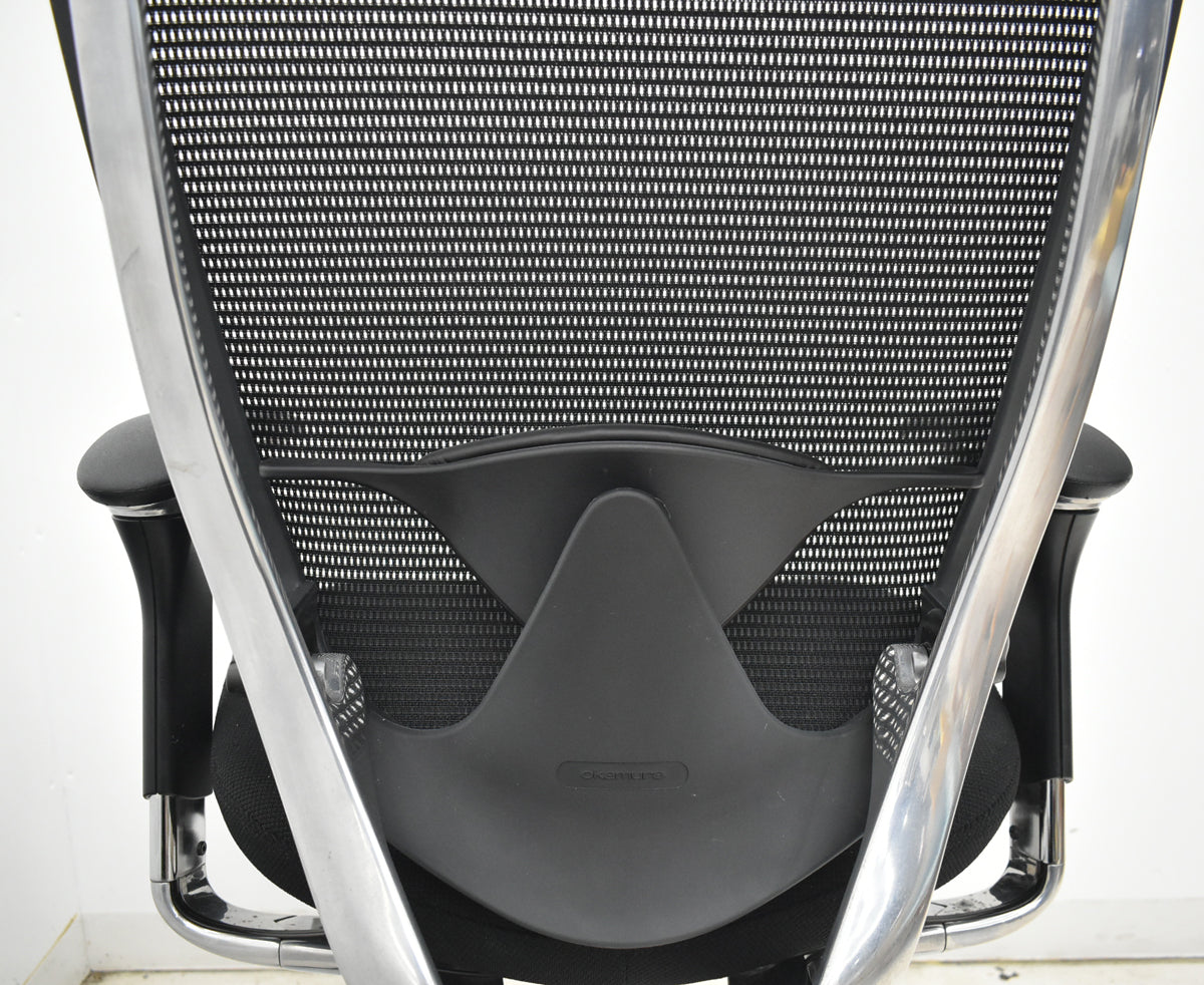 【中古】オカムラ　コンテッサ　可動肘　ランバーサポート　ポリッシュ　ブラック　2026030407【中古オフィス家具】