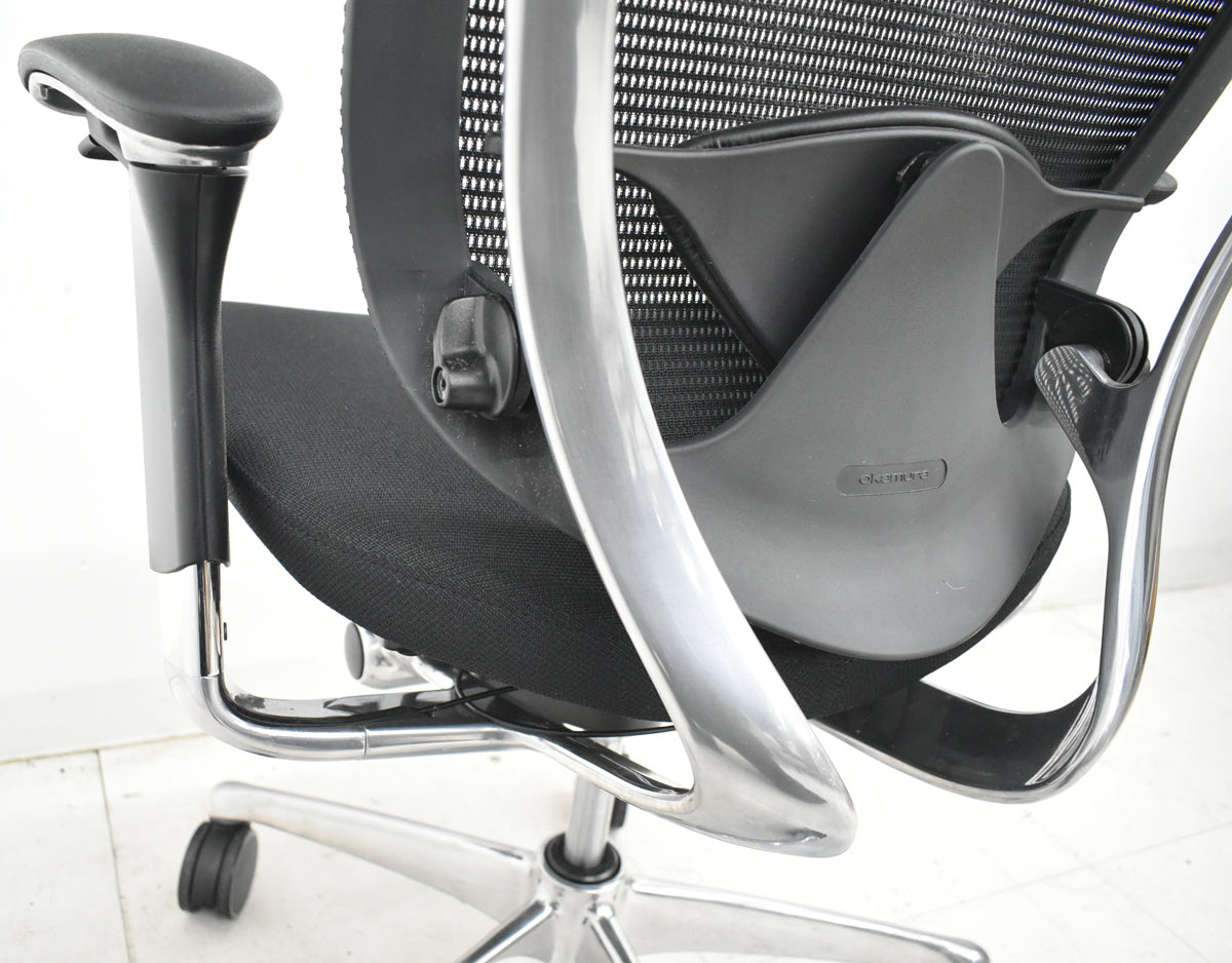 【中古】オカムラ　コンテッサ　可動肘　ランバーサポート　ポリッシュ　ブラック　2026030408【中古オフィス家具】