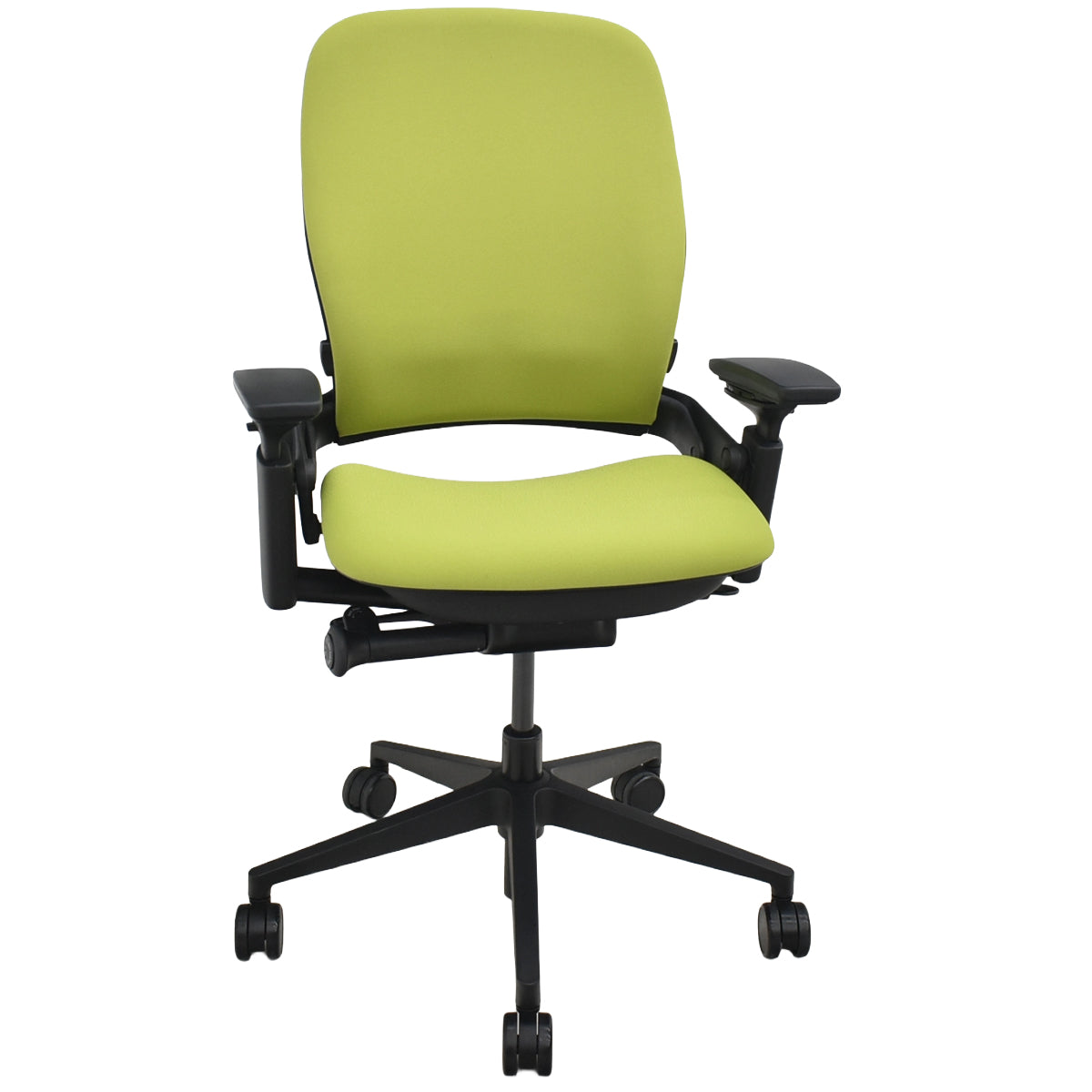 【中古】スチールケース　リープＶ２　APモデル　可動肘　ランバーサポート　グリーン　2026030503【中古オフィス家具】