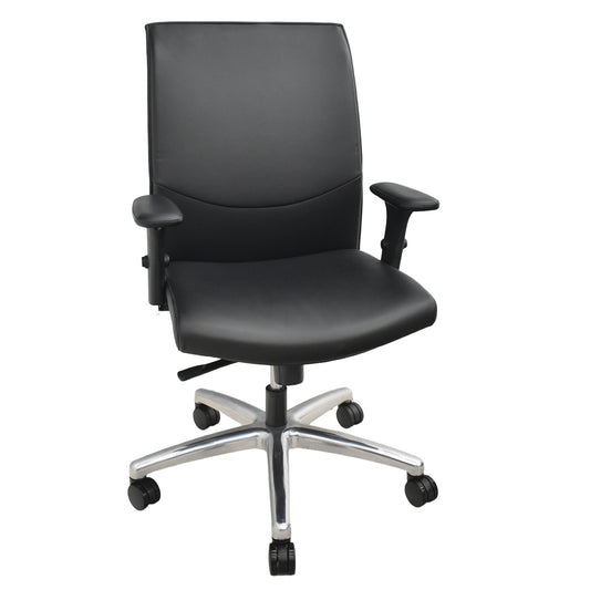 【中古】オカムラ　CEシリーズ　エグゼクティブチェア 可動肘　総革張り　ブラック　2026030505【中古オフィス家具】