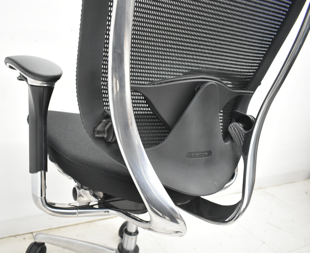 【中古】オカムラ　コンテッサ　可動肘　ランバーサポート　ポリッシュ　ブラック　2026030507【中古オフィス家具】