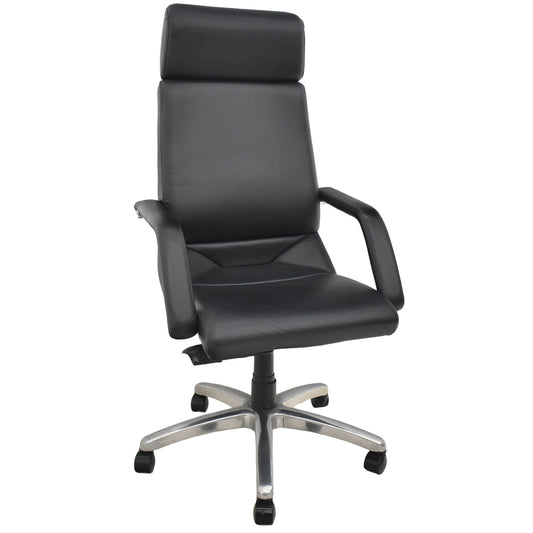 【中古】アイコ　エグゼクティブチェア　エクストラハイバック　革張り　ブラック　2026031104【中古オフィス家具】