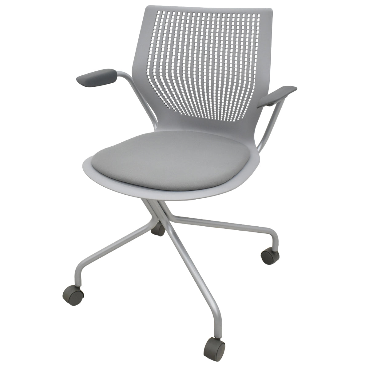 【中古】Knoll　マルチジェネレーション　固定肘　キャスター付　グレー　2026031401【中古オフィス家具】