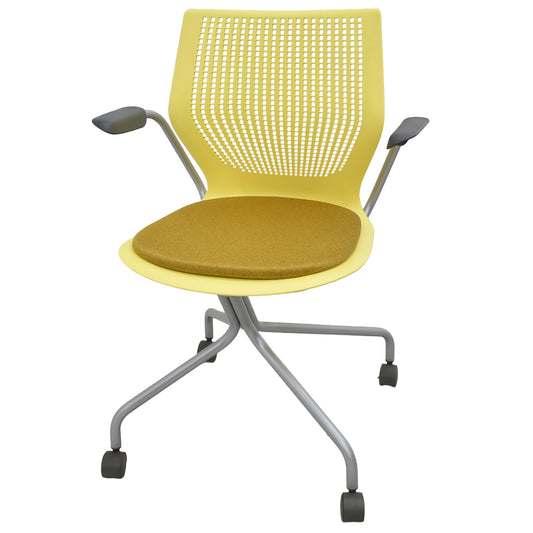 【中古】Knoll　マルチジェネレーション　固定肘　キャスター付　イエロー　2026031404【中古オフィス家具】
