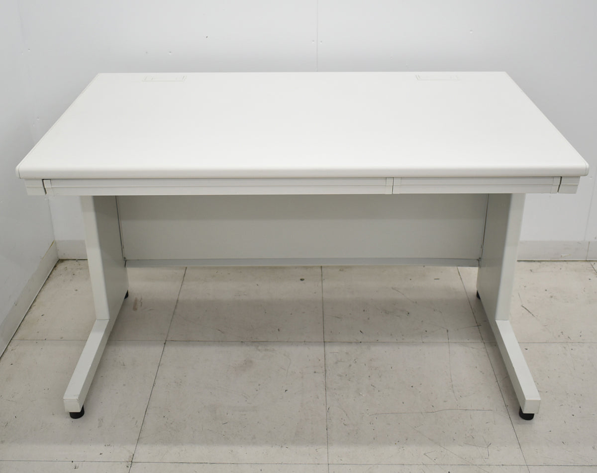 【中古】プラス　リード　平デスク　引き出し付　ホワイト　幅1200　2026031407【中古オフィス家具】