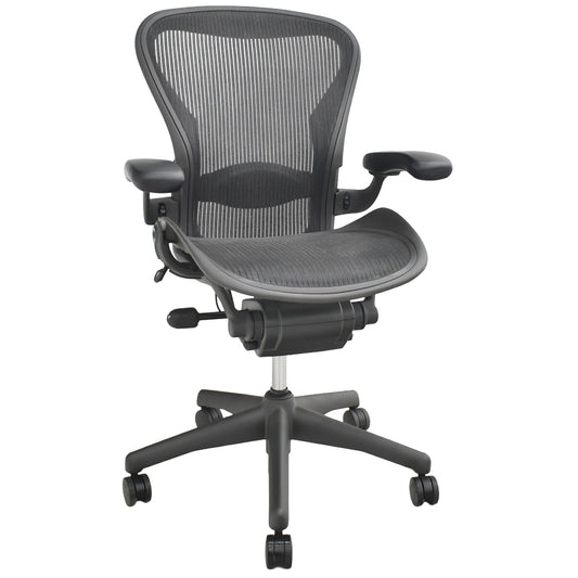 【中古】ハーマンミラー　アーロンチェア　Bサイズ　フル装備　ランバーサポート　ブラック　2026031802【中古オフィス家具】