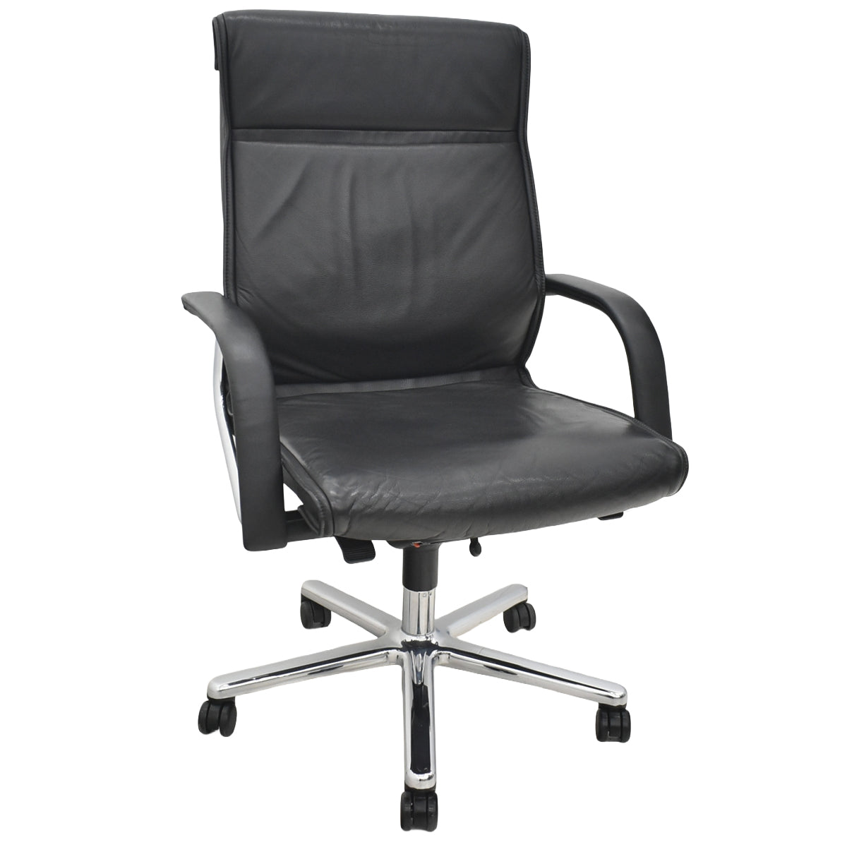 【中古】ウィルクハーン　FSライン　ハイバック　固定肘　革張り　ブラック　2026032303【中古オフィス家具】
