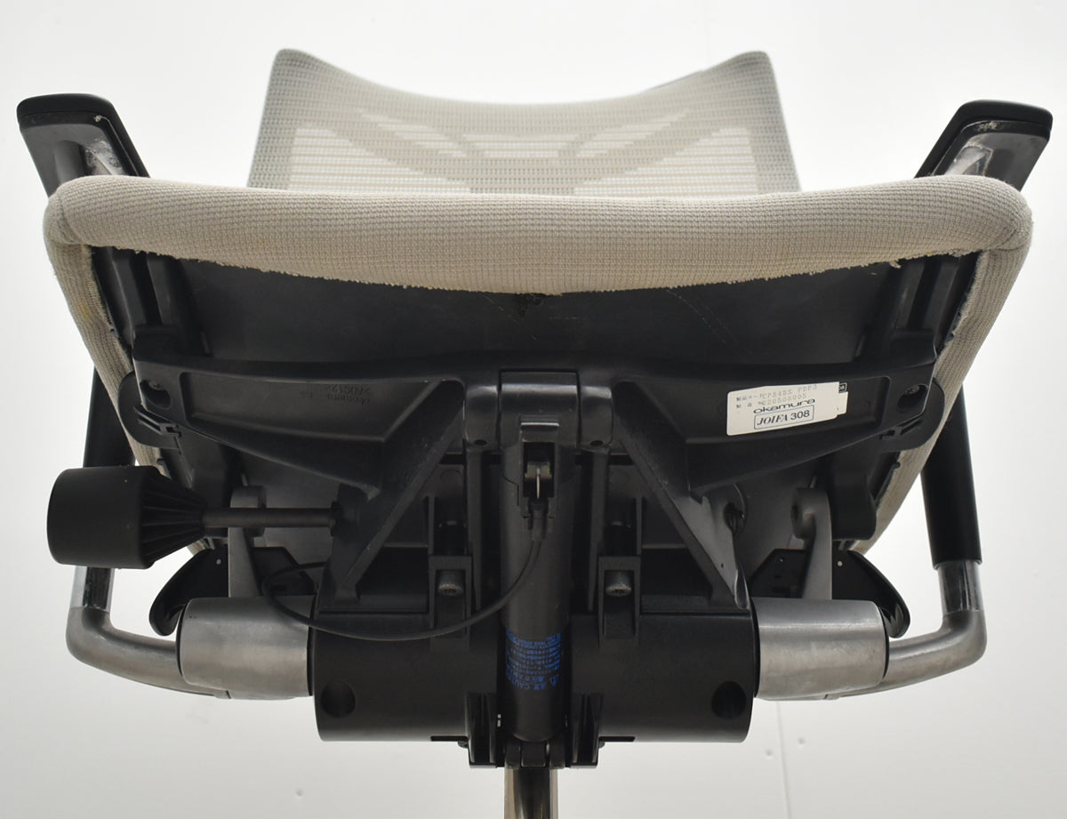 【中古】[難有]オカムラ　バロン　ローバック　可動肘　ポリッシュ　ハンガー　グレー　2026032306【中古オフィス家具】