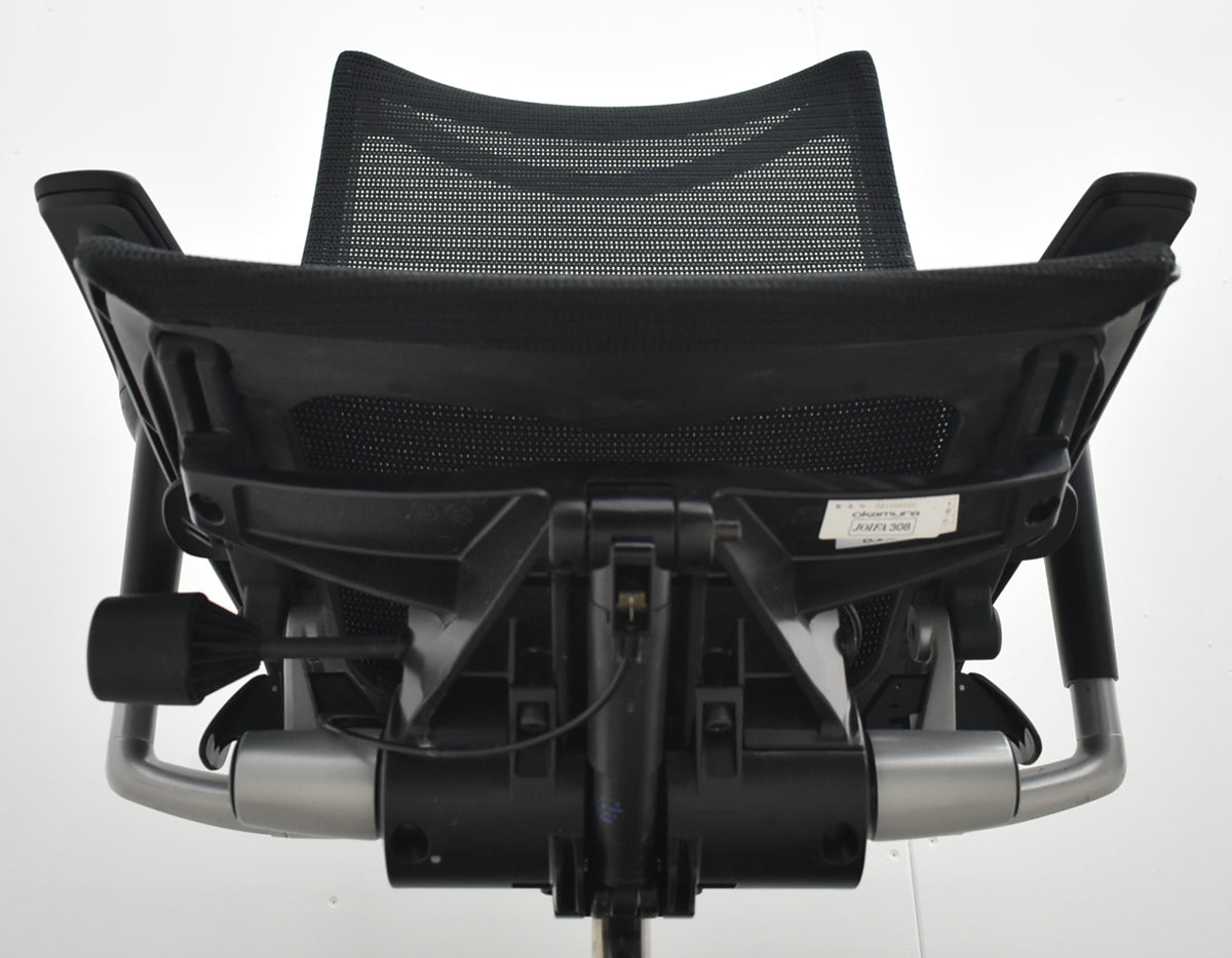 【中古】オカムラ　バロン　ハイバック　可動肘　シルバー脚　ブラック　2026032401【中古オフィス家具】