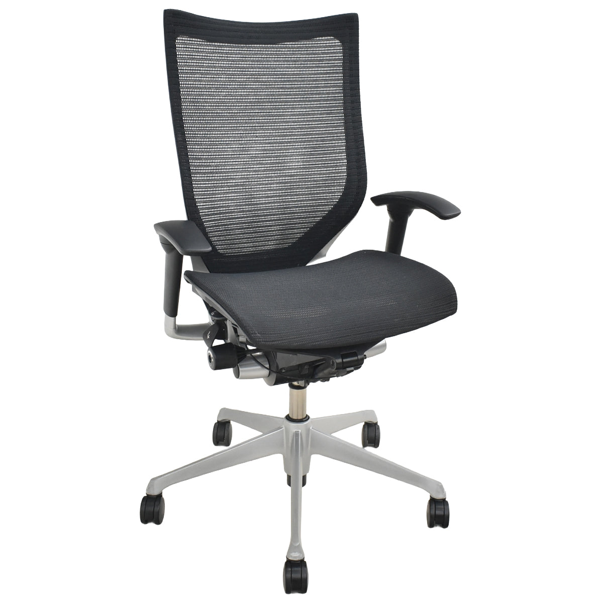 【中古】オカムラ　バロン　ハイバック　可動肘　シルバー脚　ブラック　2026032401【中古オフィス家具】