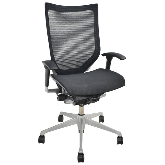【中古】オカムラ　バロン　ハイバック　可動肘　シルバー脚　ブラック　2026032401【中古オフィス家具】
