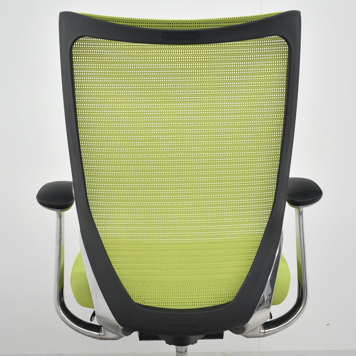 【中古】オカムラ　バロン　ハイバック　固定肘　ポリッシュ　肘パッド新品　ライムグリーン　2026032402【中古オフィス家具】