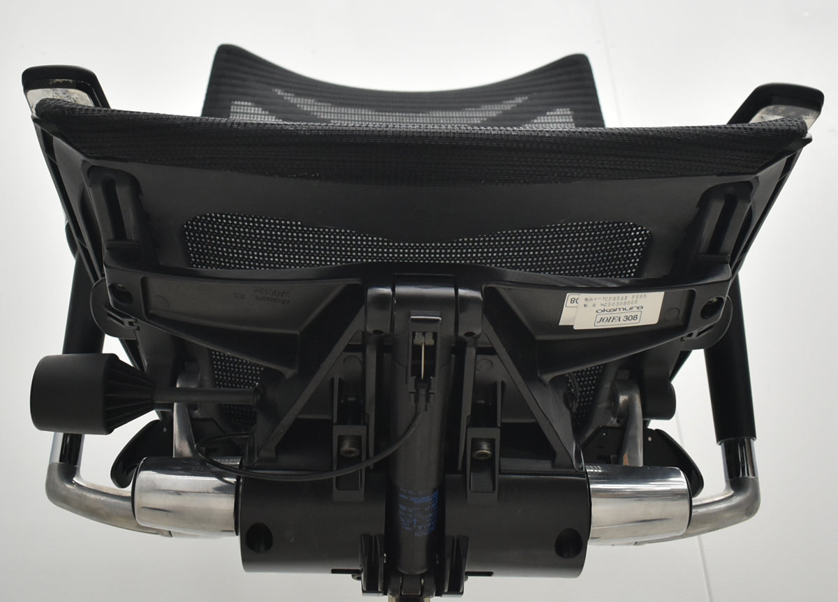 【中古】オカムラ　バロン　ローバック　可動肘　ポリッシュ　肘パッド新品交換済　ブラック　2026032403【中古オフィス家具】