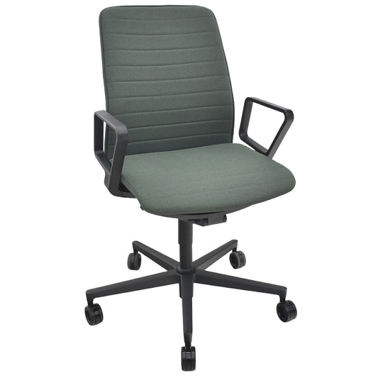 【中古】コクヨ　ファブレ　固定サークル肘　ストライプクッションタイプ　ダークグリーン　2026032801【中古オフィス家具】