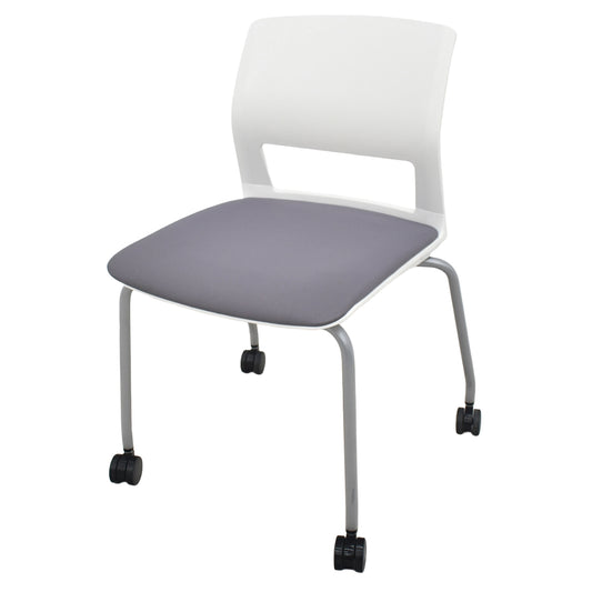 【中古】 コクヨ　KOKUYO　CK-160シリーズ　ミーティングチェア　スタッキング　キャスター付　ホワイト×グレー　2026032804【中古オフィス家具】