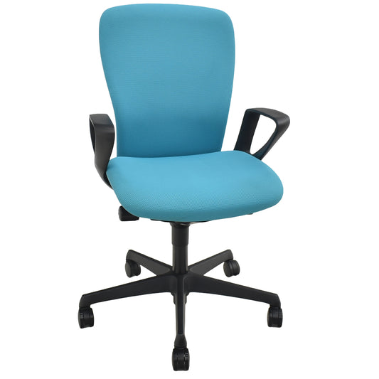 【中古】オカムラ　スラート　ハイバック　固定肘　ブルーグリーン　2026032805【中古オフィス家具】