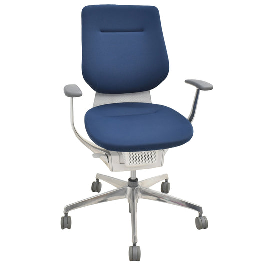 【中古】コクヨ　イング　固定肘　バーチカルタイプ　ポリッシュ　ウレタンキャスター　ネイビー　2026033003【中古オフィス家具】