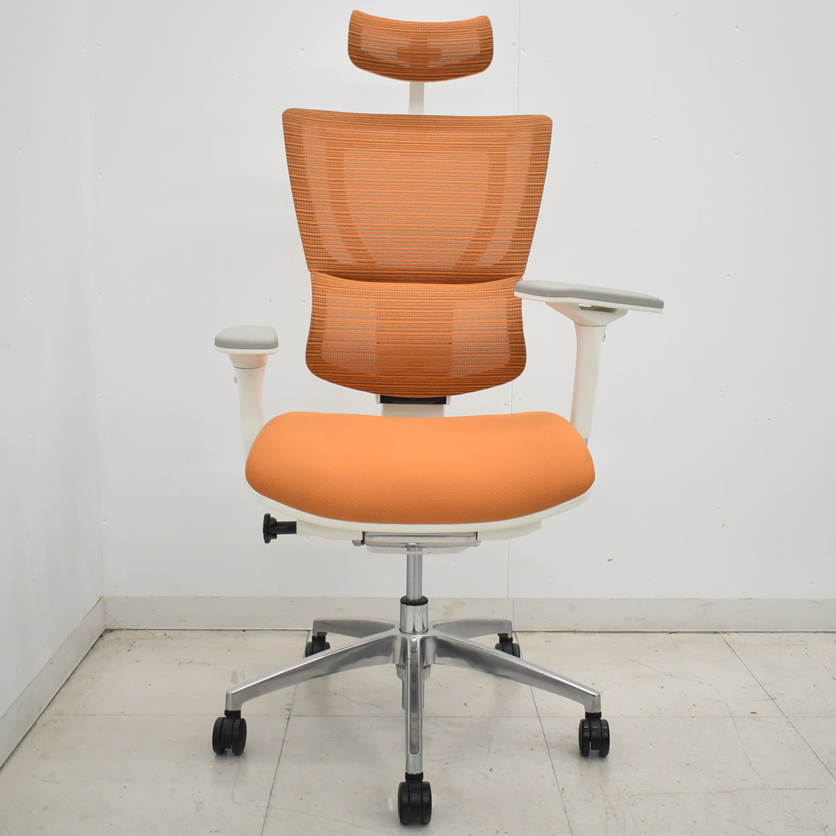 【中古】エルゴヒューマン　フィット　FIT　可動肘　ヘッドレスト　ポリッシュ　オレンジ　2026033004【中古オフィス家具】