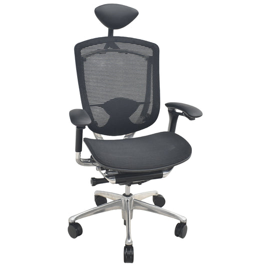 【中古】オカムラ　コンテッサ　ヘッドレスト　可動肘（肘パッド新品）ランバーサポート　ポリッシュ　ブラック　2026033105【中古オフィス家具】