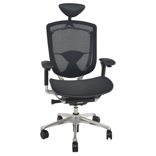 【中古】[難有]オカムラ　コンテッサ　ヘッドレスト　可動肘　ランバーサポート　ブラック　2026040101【中古オフィス家具】