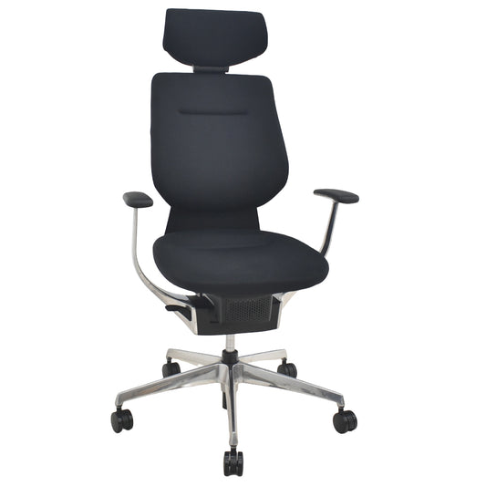 【中古】コクヨ　イング　バーチカルタイプ　ヘッドレスト　固定肘　ポリッシュ　ブラック　2026040102【中古オフィス家具】