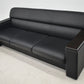 【中古】オカムラ　S-18H　高級応接６点セット　総革張り　ブラック　幅2070　2026040202【中古オフィス家具】