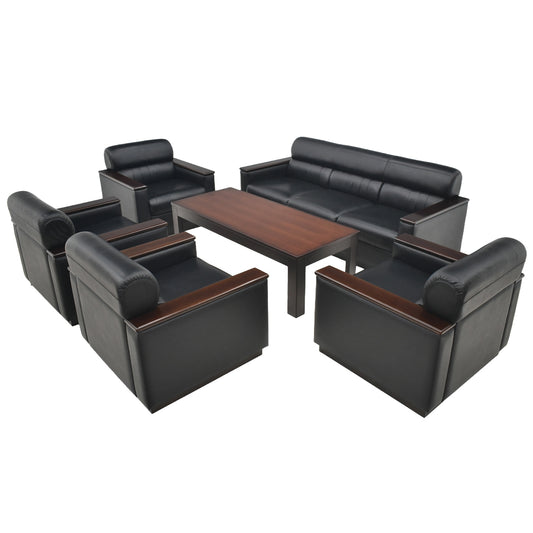 【中古】イトーキ＋ライオン事務器　L-671　応接６点セット　ブラック　幅1905　2026040601【中古オフィス家具】