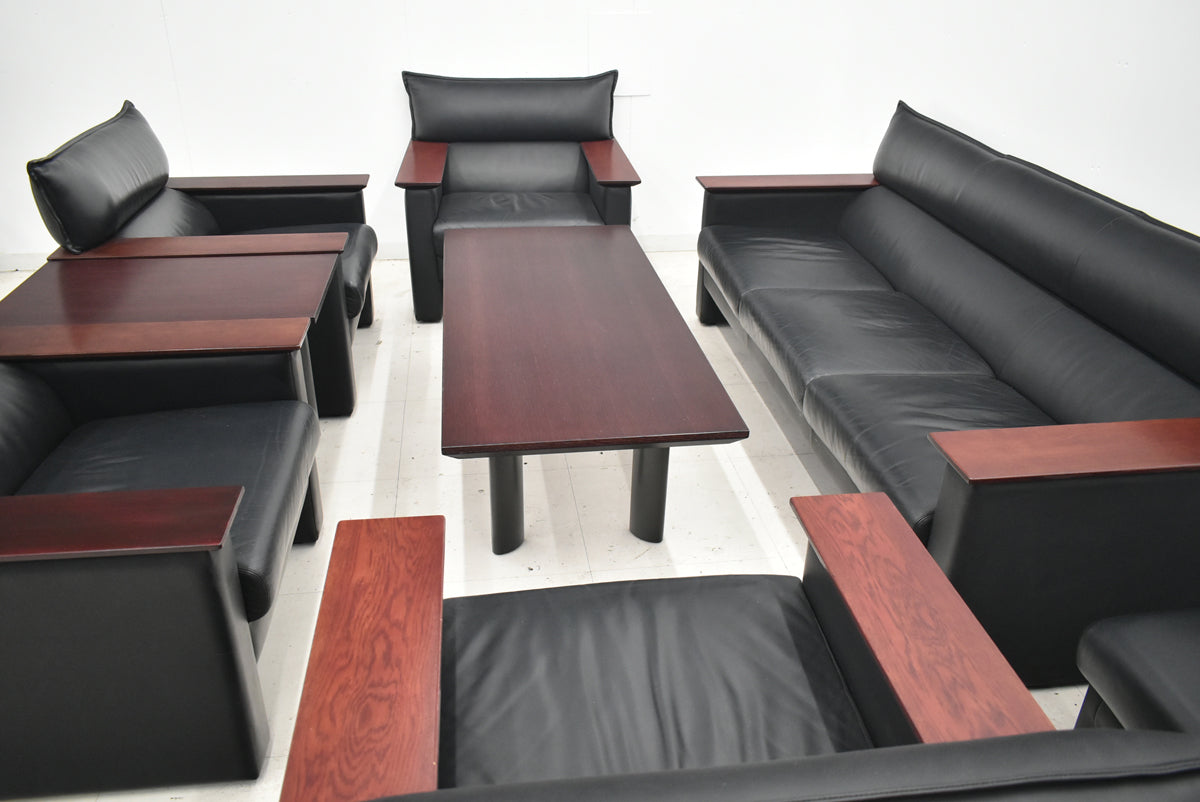 【中古】イトーキ　XBシリーズ　高級応接８点セット　総革張り　幅2025　2026040801【中古オフィス家具】