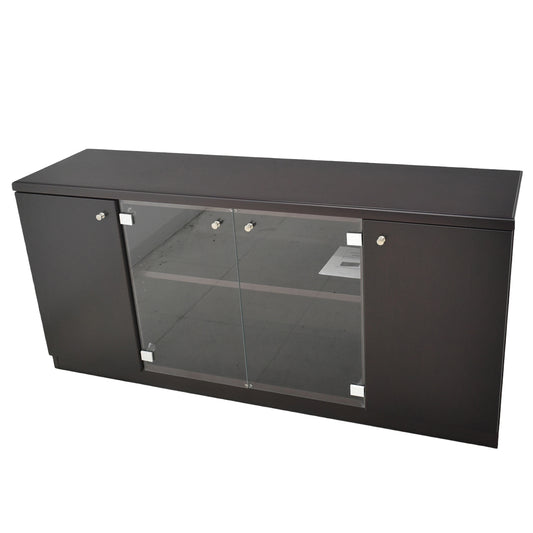 【中古】オカムラ　クレデンザ　サイドボード　ガラス扉　幅1500　2026040902【中古オフィス家具】