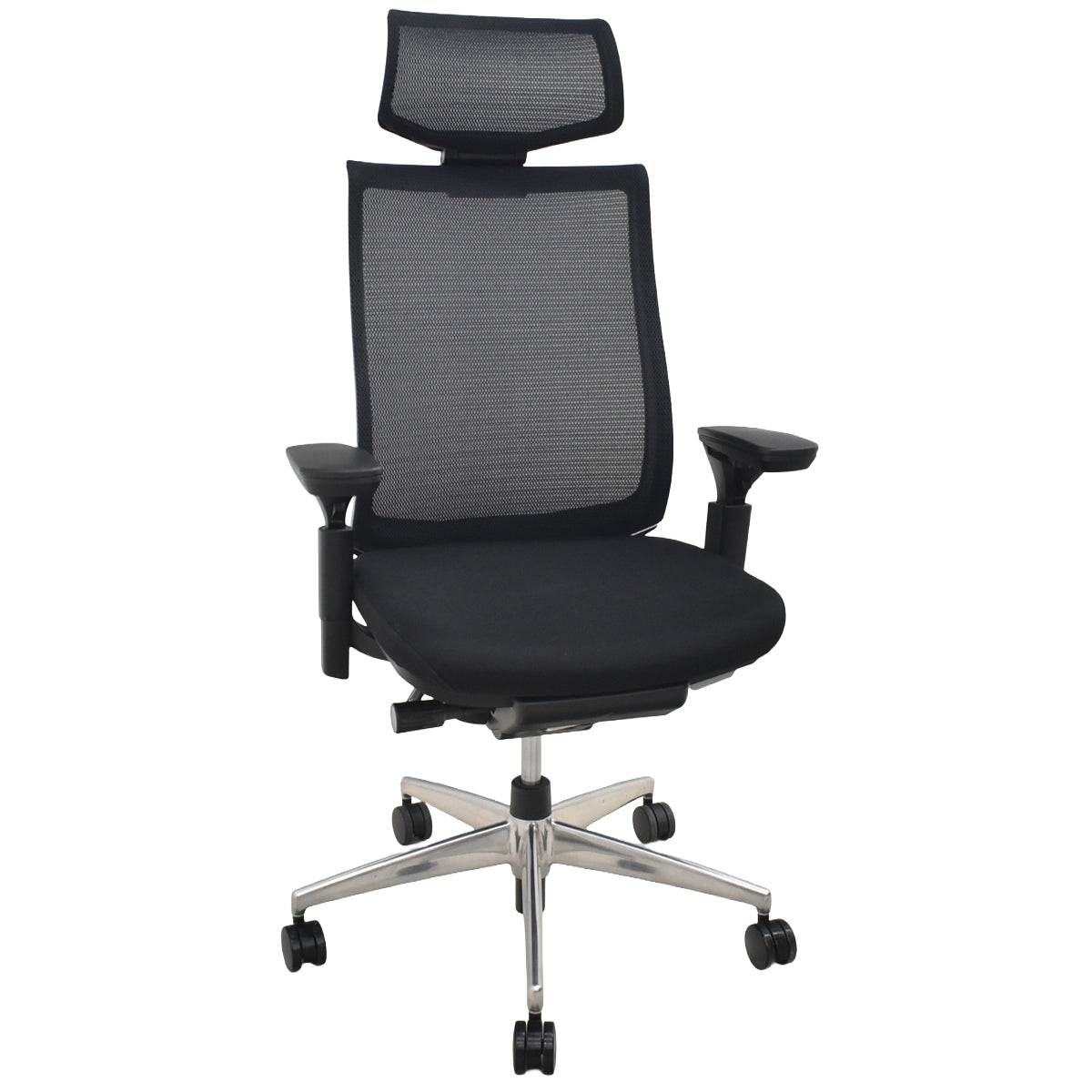 【中古】コクヨ　ベゼル　ヘッドレスト　可動肘　クランクスライドアーム　ポリッシュ　ブラック　2026042002【中古オフィス家具】