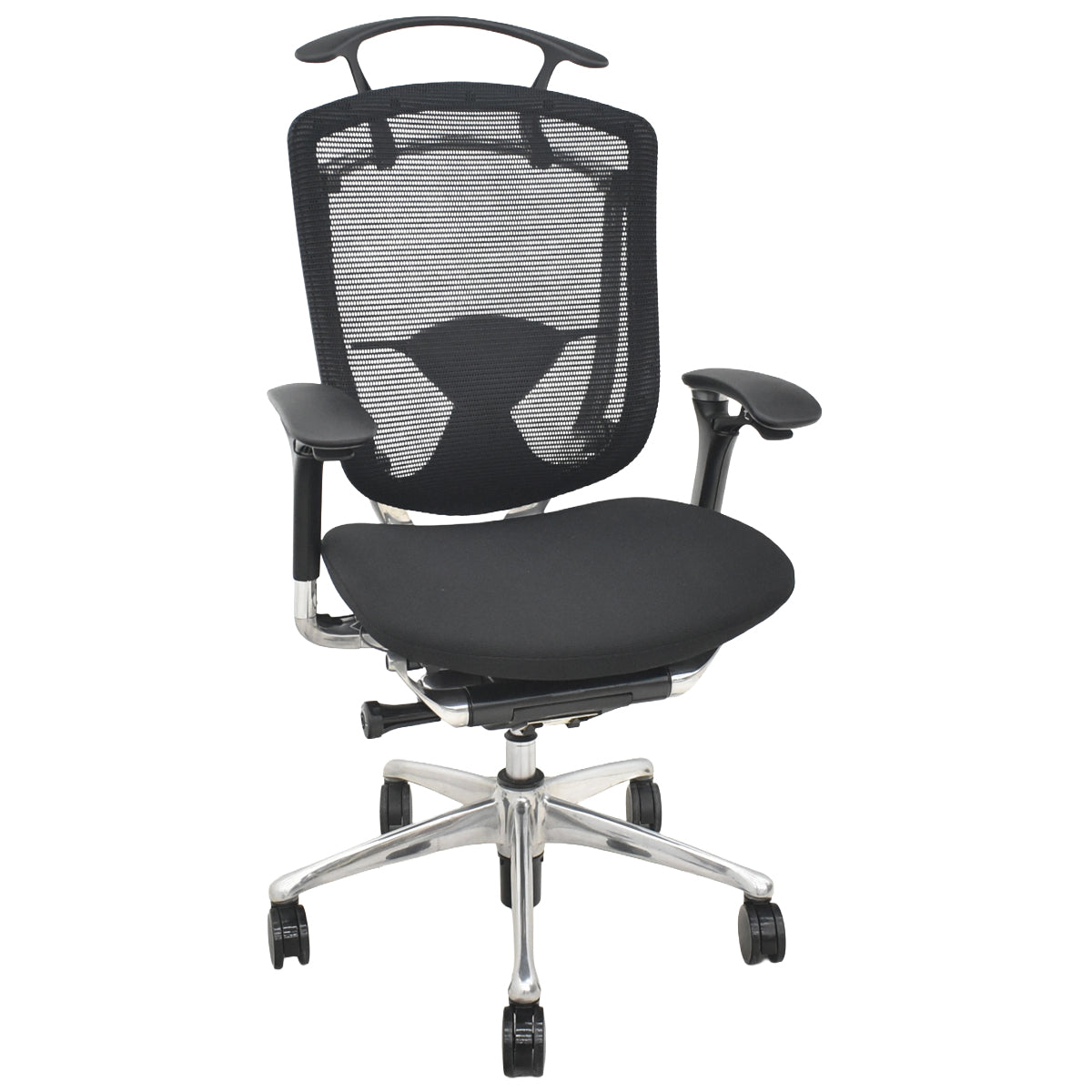 【中古】オカムラ　コンテッサ　可動肘　ランバーサポート　ハンガー　ポリッシュ　ブラック　2026042006【中古オフィス家具】