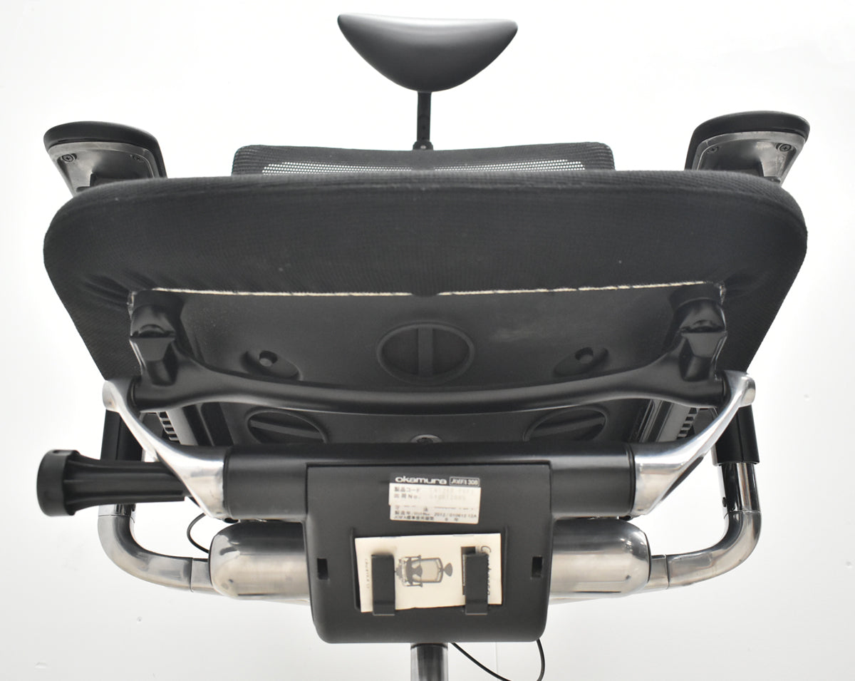 【中古】オカムラ　コンテッサ　ヘッドレスト　可動肘（肘パッド新品）ランバーサポート　ポリッシュ　ブラック　2026042104【中古オフィス家具】