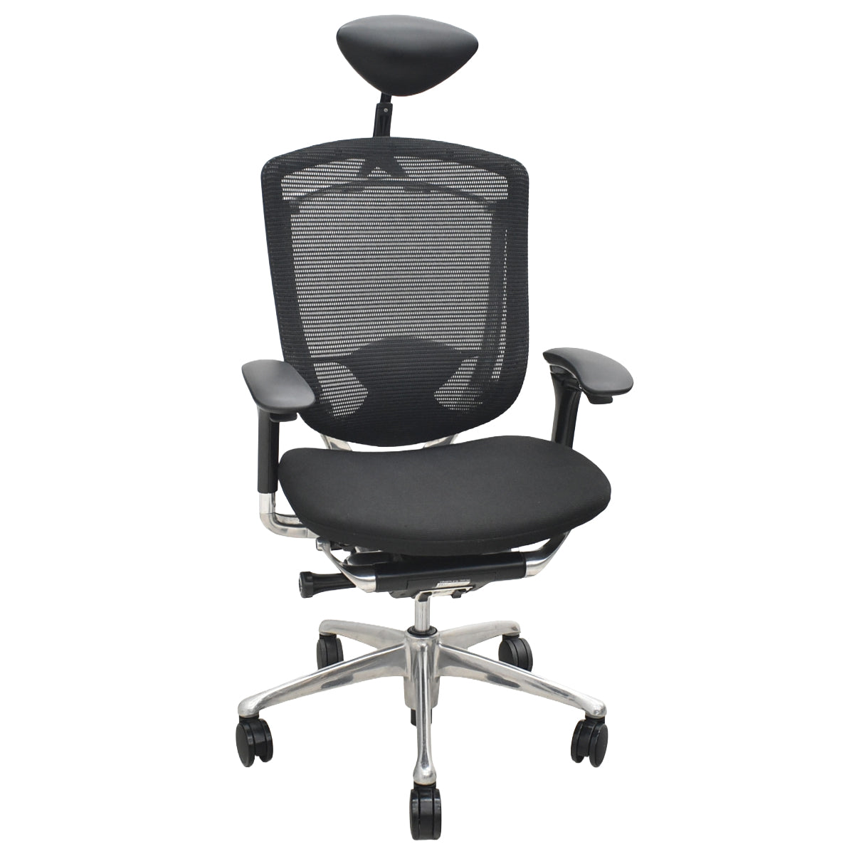 【中古】オカムラ　コンテッサ　ヘッドレスト　可動肘（肘パッド新品）ランバーサポート　ポリッシュ　ブラック　2026042104【中古オフィス家具】