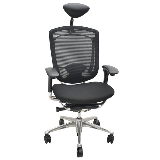 【中古】オカムラ　コンテッサ　ヘッドレスト　可動肘（肘パッド新品）ランバーサポート　ポリッシュ　ブラック　2026042104【中古オフィス家具】