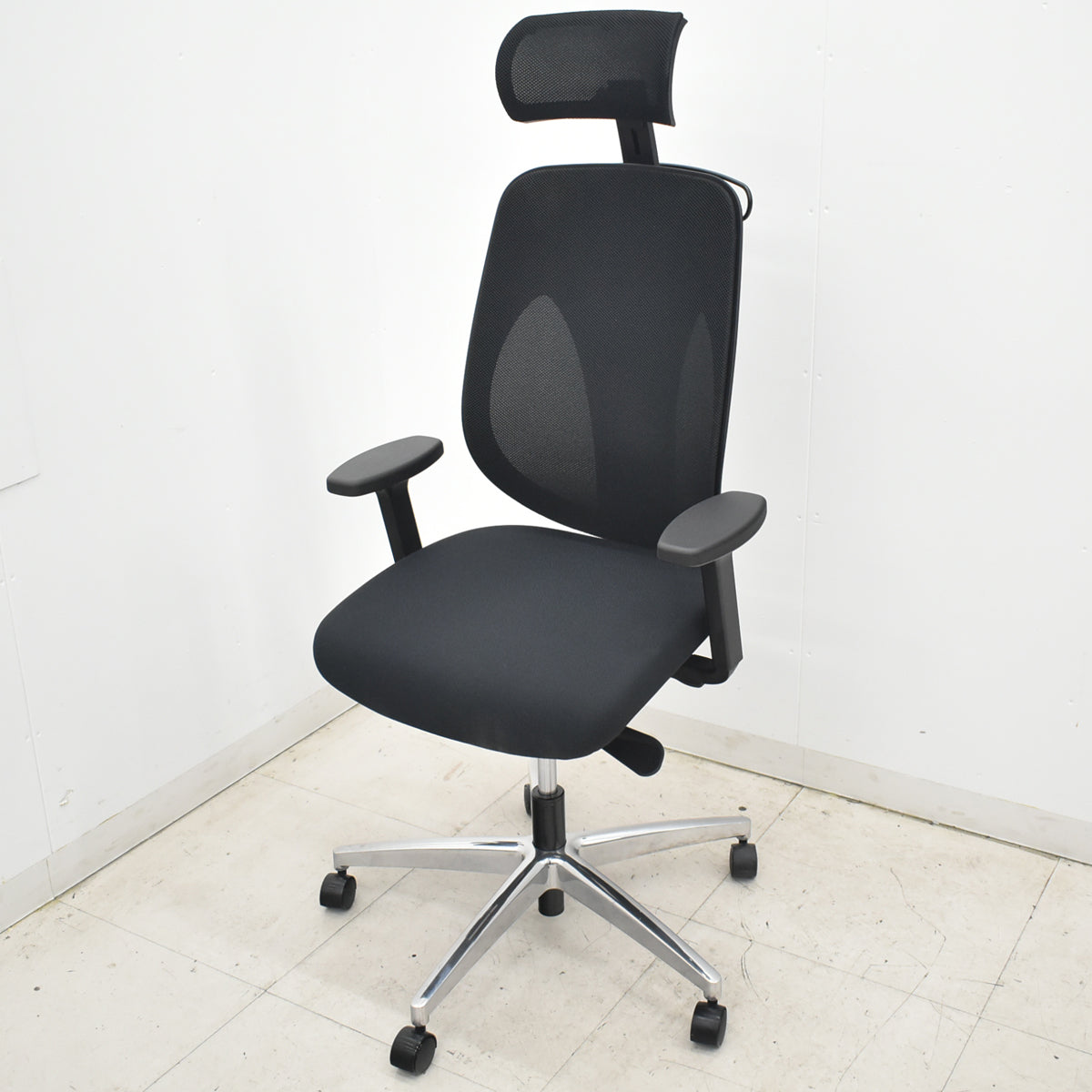 【中古】ジロフレックス　353シリーズ　ヘッドレスト　可動肘　ポリッシュ　ハンガー　ブラック　2026042203【中古オフィス家具】