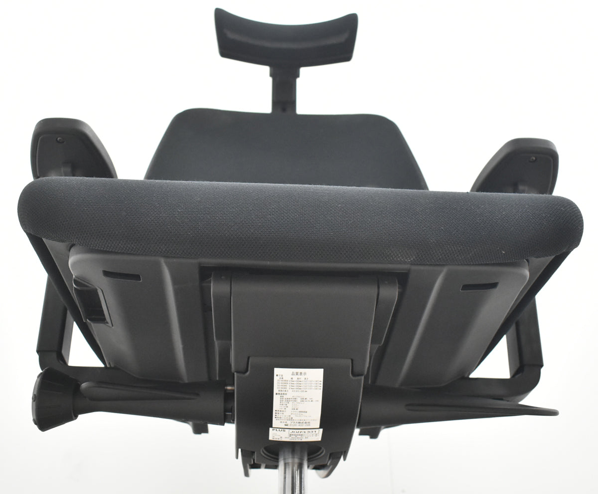 【中古】ジロフレックス　353シリーズ　ヘッドレスト　可動肘　ポリッシュ　ハンガー　ブラック　2026042203【中古オフィス家具】