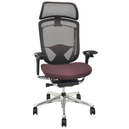 【中古】オカムラ　コンテッサセコンダ　エクストラハイバック　大型固定ヘッドレスト　可動肘　ポリッシュ　ランバーサポート　ダークブラウン　2026042204【中古オフィス家具】