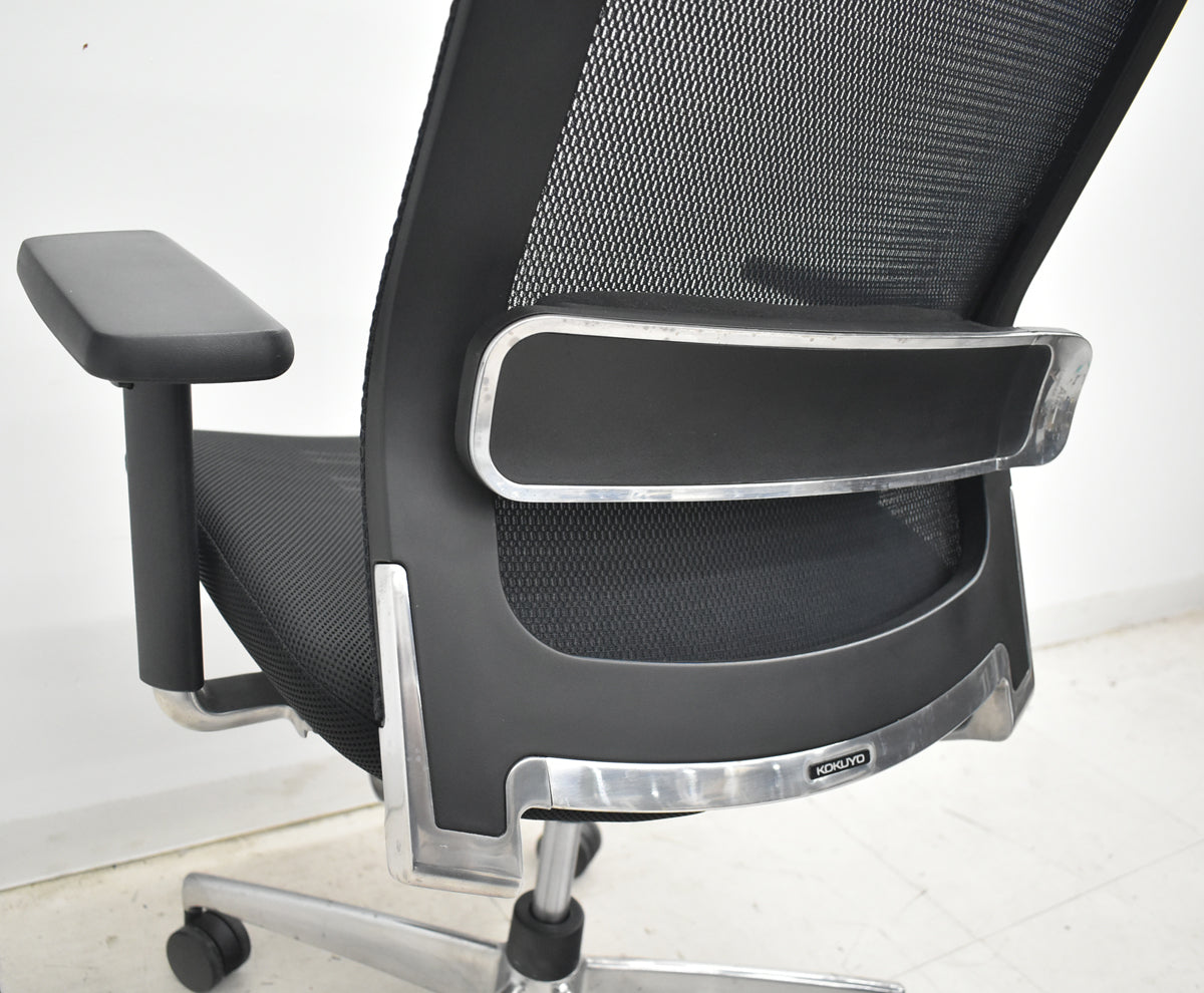 【中古】コクヨ　エアフォート　可動肘　エアランバーサポート　ポリッシュ　ブラック　2026042207【中古オフィス家具】