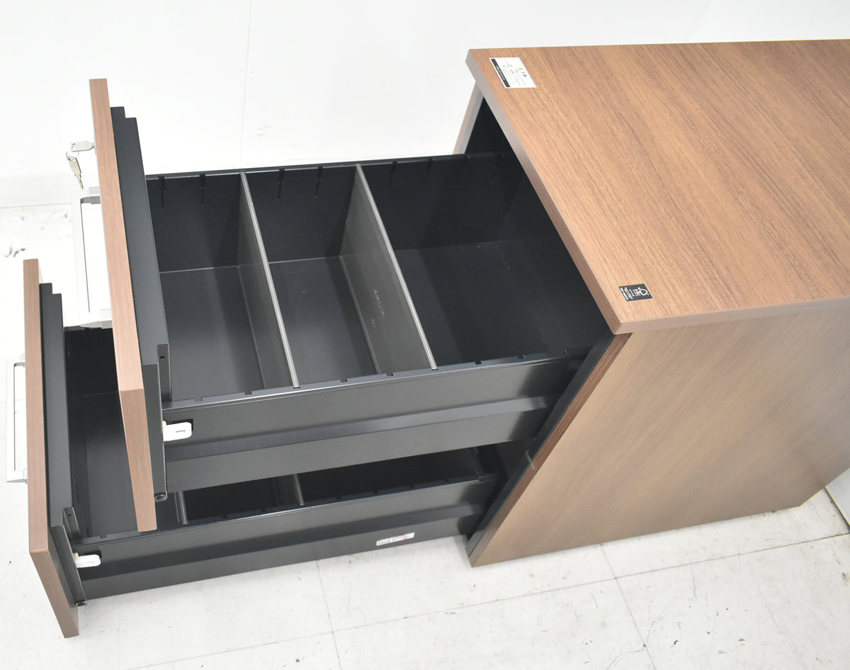 【中古】オカムラ　EX-F300　２段ワゴン　ソフトクロージング機能　幅435　2026042702【中古オフィス家具】