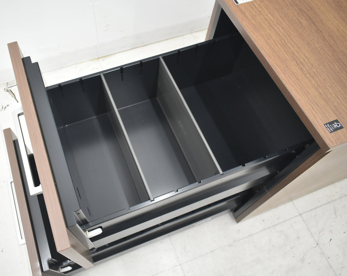 【中古】オカムラ　EX-F300　２段ワゴン　ソフトクロージング機能　幅435　2026042702【中古オフィス家具】