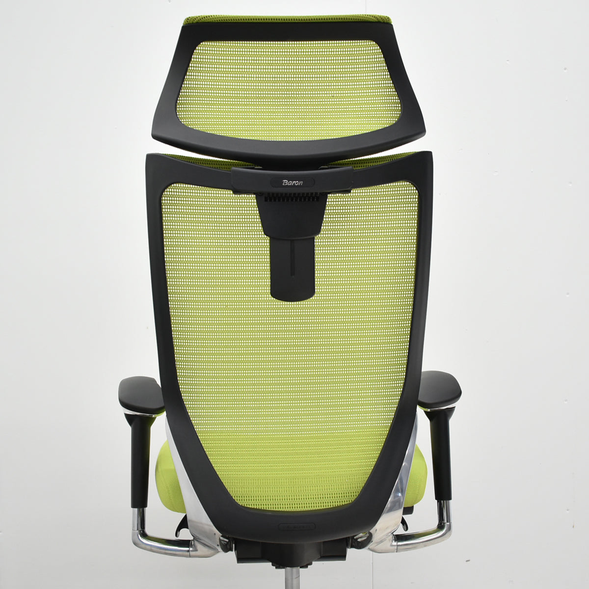 【中古】オカムラ　バロン　エクストラハイバック　可動肘　可動ヘッドレスト　ポリッシュ　ライムグリーン　2026050903【中古オフィス家具】