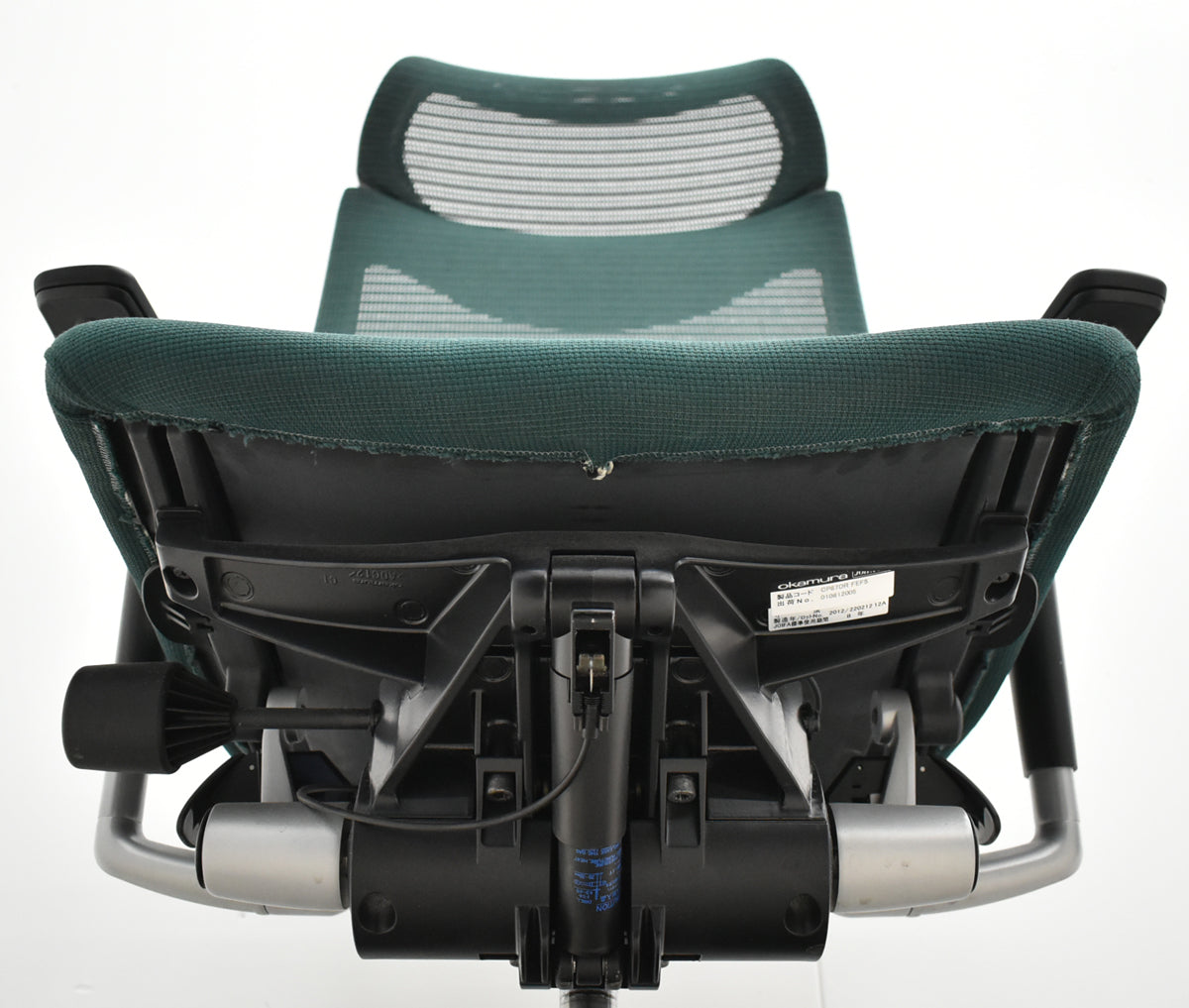 【中古】オカムラ　バロン　エクストラハイバック　可動肘　固定ヘッドレスト　ダークグリーン　肘パッド新品　2026050904【中古オフィス家具】