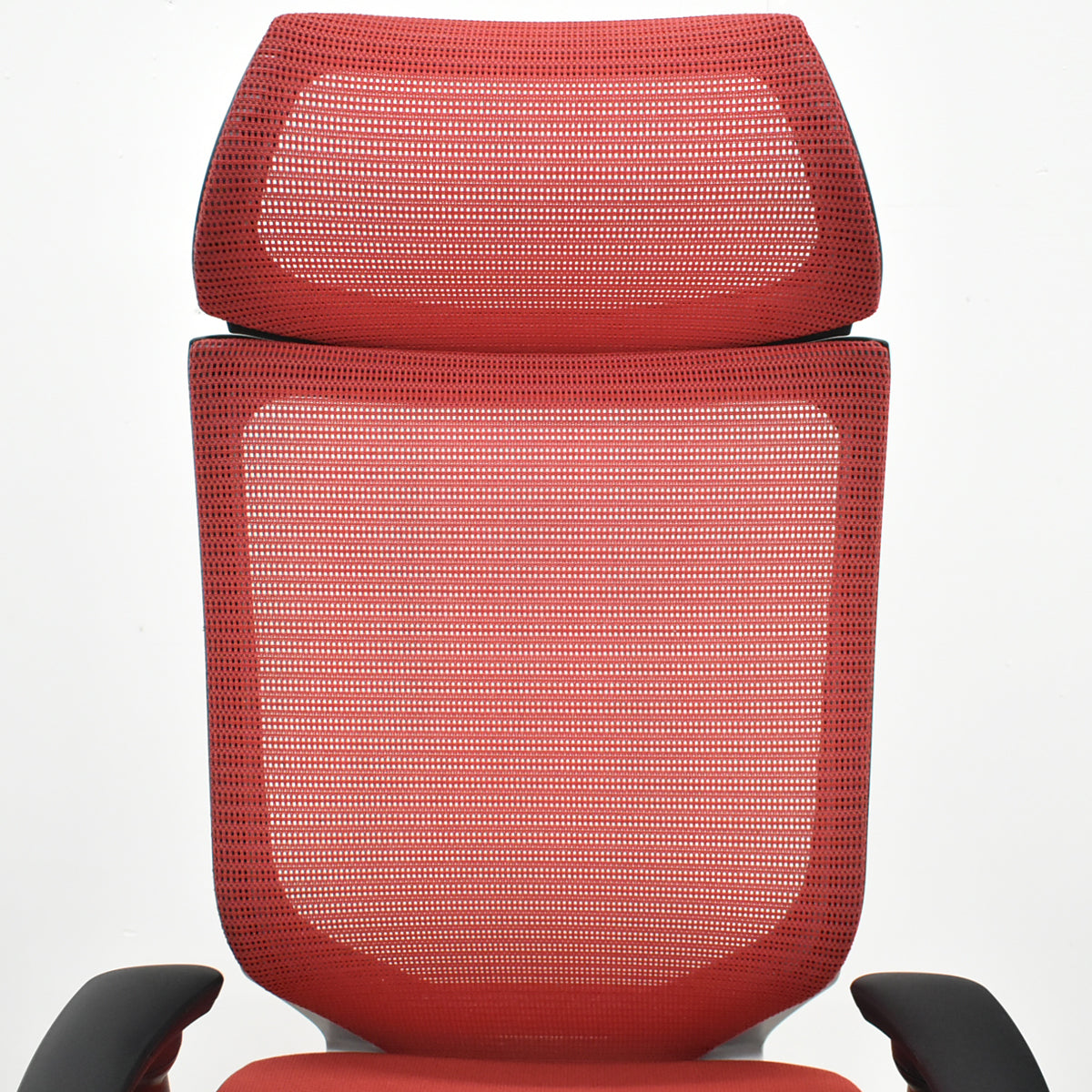 【中古】オカムラ　バロン　エクストラハイバック　可動肘　固定ヘッドレスト　シルバー脚　レッド　2026051403【中古オフィス家具】