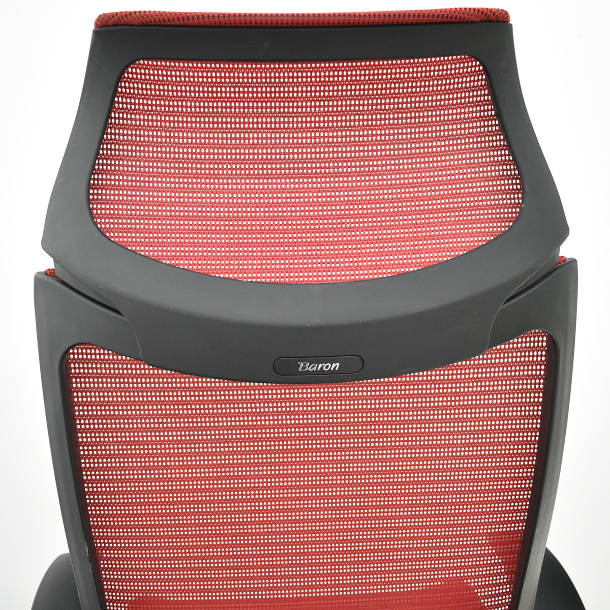 【中古】オカムラ　バロン　エクストラハイバック　可動肘　固定ヘッドレスト　シルバー脚　レッド　2026051404【中古オフィス家具】