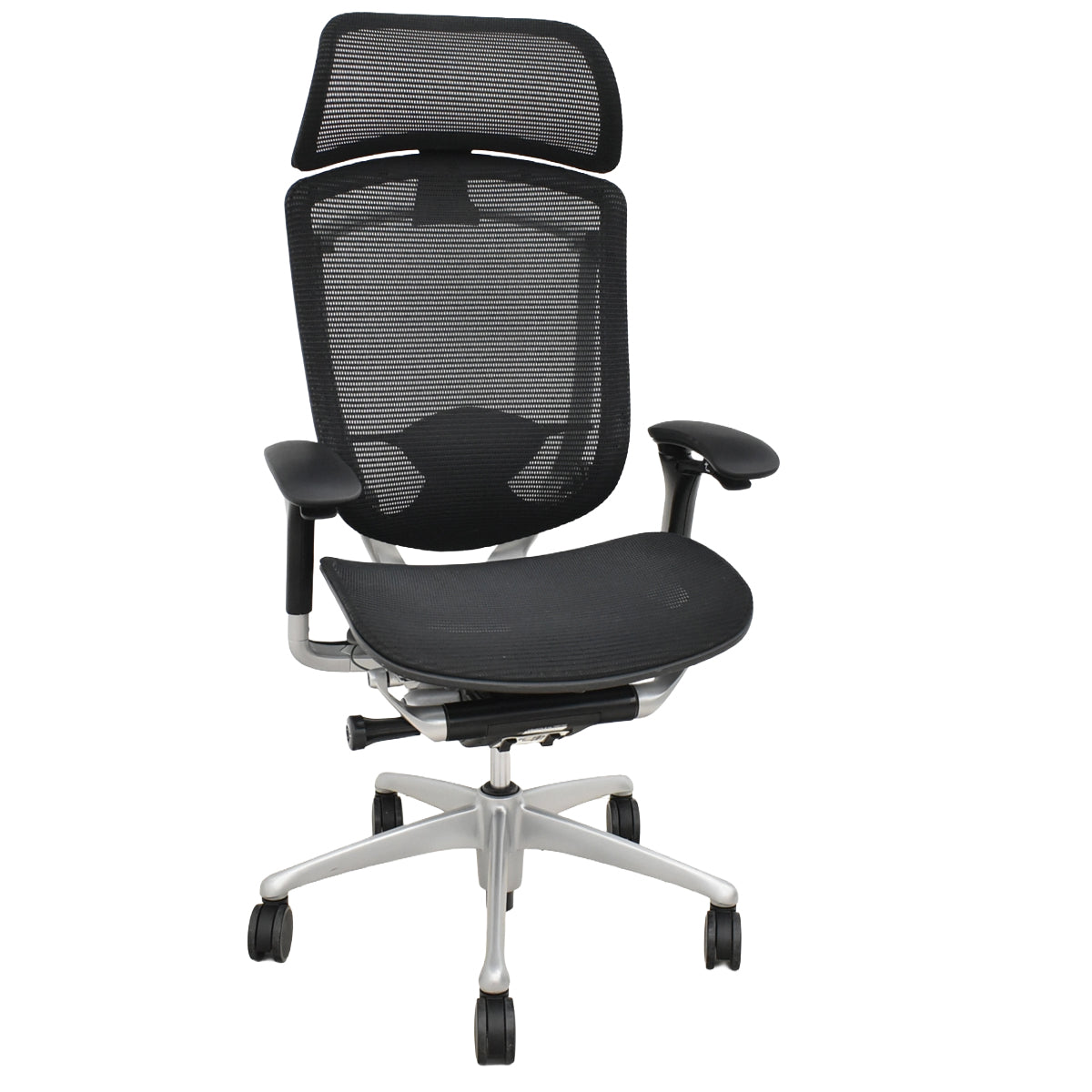 【中古】オカムラ　コンテッサ　エクストラハイバック　大型ヘッドレスト　可動肘　ランバーサポート　肘パッド新品　ブラック　2026052201【中古オフィス家具】