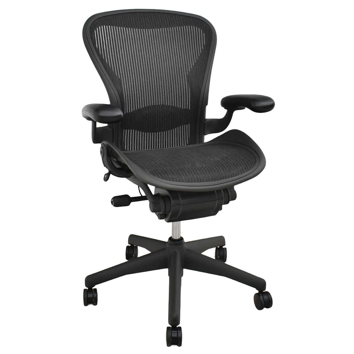【中古】ハーマンミラー　アーロンチェア　スタンダード　Ｂサイズ　ランバーサポート　ガスシリンダー新品　ブラック　2026052501【中古オフィス家具】